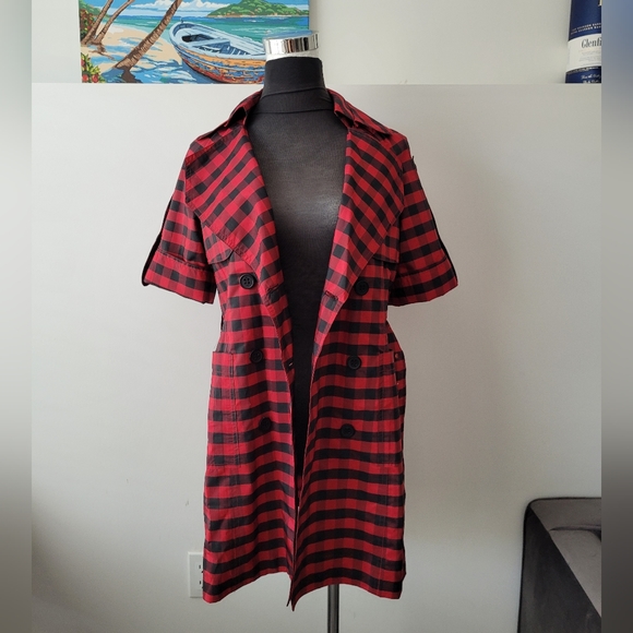Burberry trench coat/dress in red Buffalo check - Picture 5 of 16